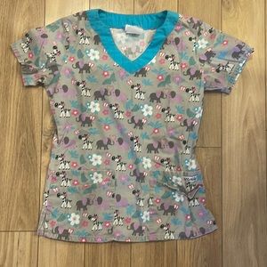 Adorable Animal Print Scrub Top